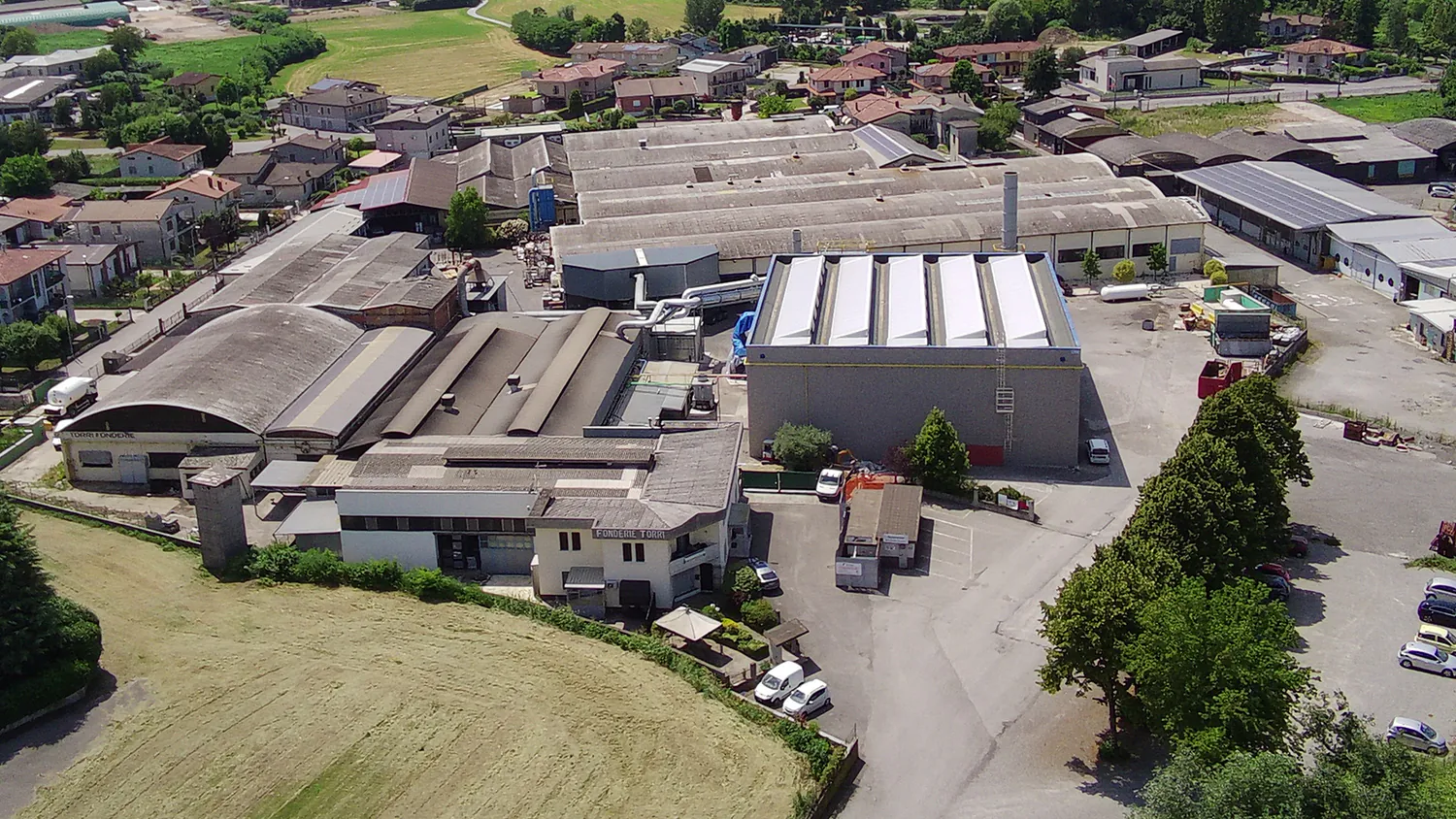 Veduta aerea dello stabilimento Torri Fonderie a Quinzano d'Oglio (Brescia)